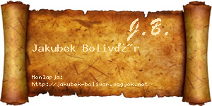 Jakubek Bolivár névjegykártya